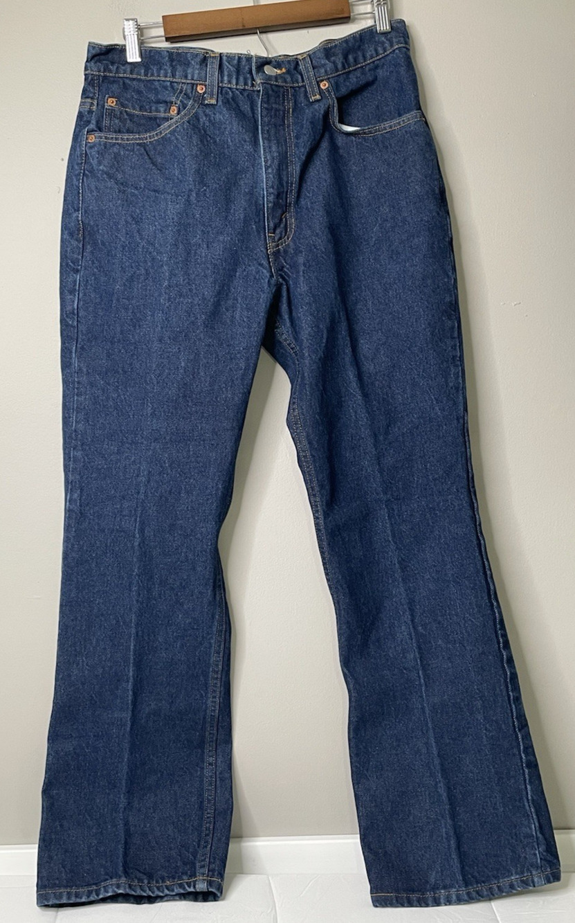 Vintage USA Made Levi's 517 Boot Cut Jeans Men's W34 L31 Actual 28 Blue Red Tab